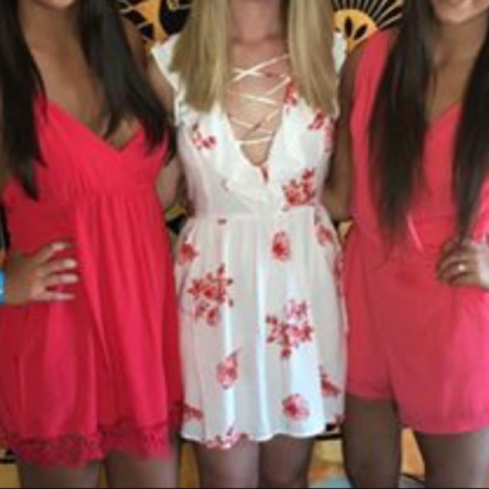 Lace up floral dress